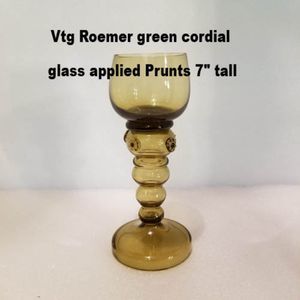 Vtg Roemer green cordial glass applied Prunts 7" tall